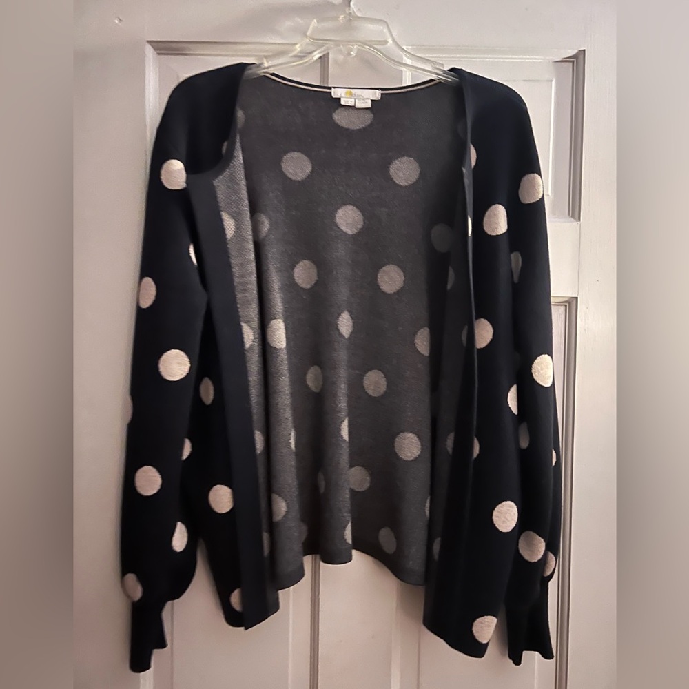 Boden Navy and Cream Polka Dot Sweater